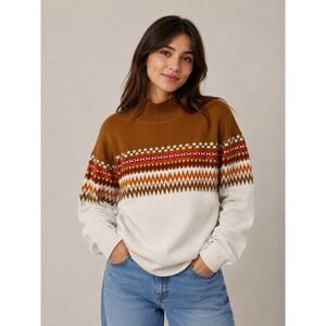 Oxknitstore Long L Striped Button Sweater. Orange Brown Yellow Size Small